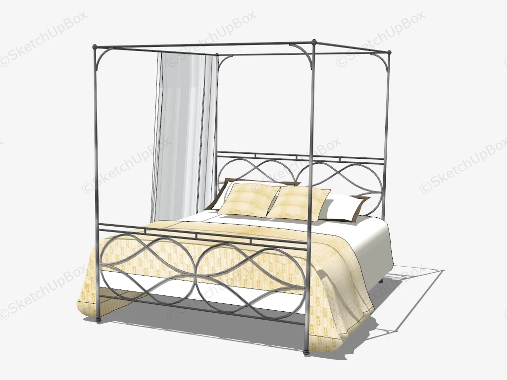 Metal Four Poster Bed sketchup model preview - SketchupBox