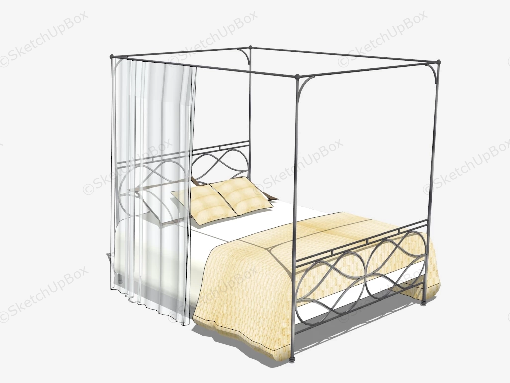 Metal Four Poster Bed sketchup model preview - SketchupBox