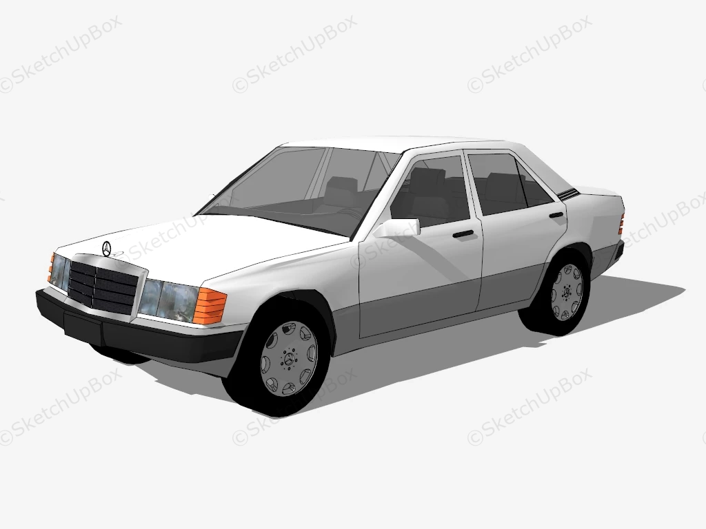 Mercedes 190 D sketchup model preview - SketchupBox