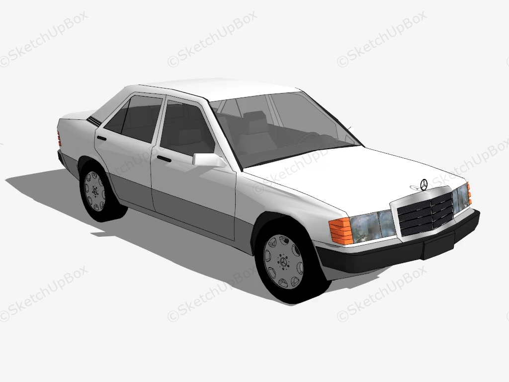 Mercedes 190 D sketchup model preview - SketchupBox