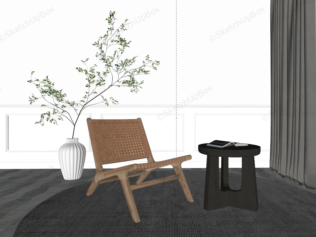 Wooden Recliner Chair And Table sketchup model preview - SketchupBox