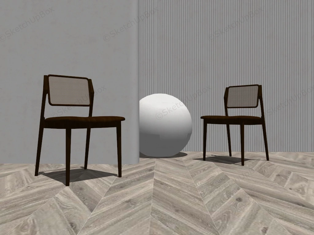 Leather And Wood Dining Chair sketchup model preview - SketchupBox