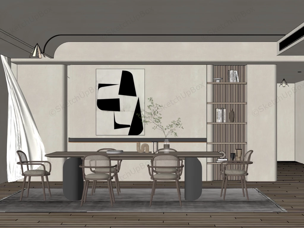 Wabi Sabi Dining Room Idea sketchup model preview - SketchupBox