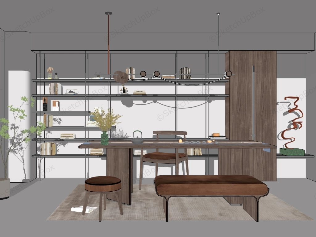 Wabi Sabi Tea House Interior Design sketchup model preview - SketchupBox