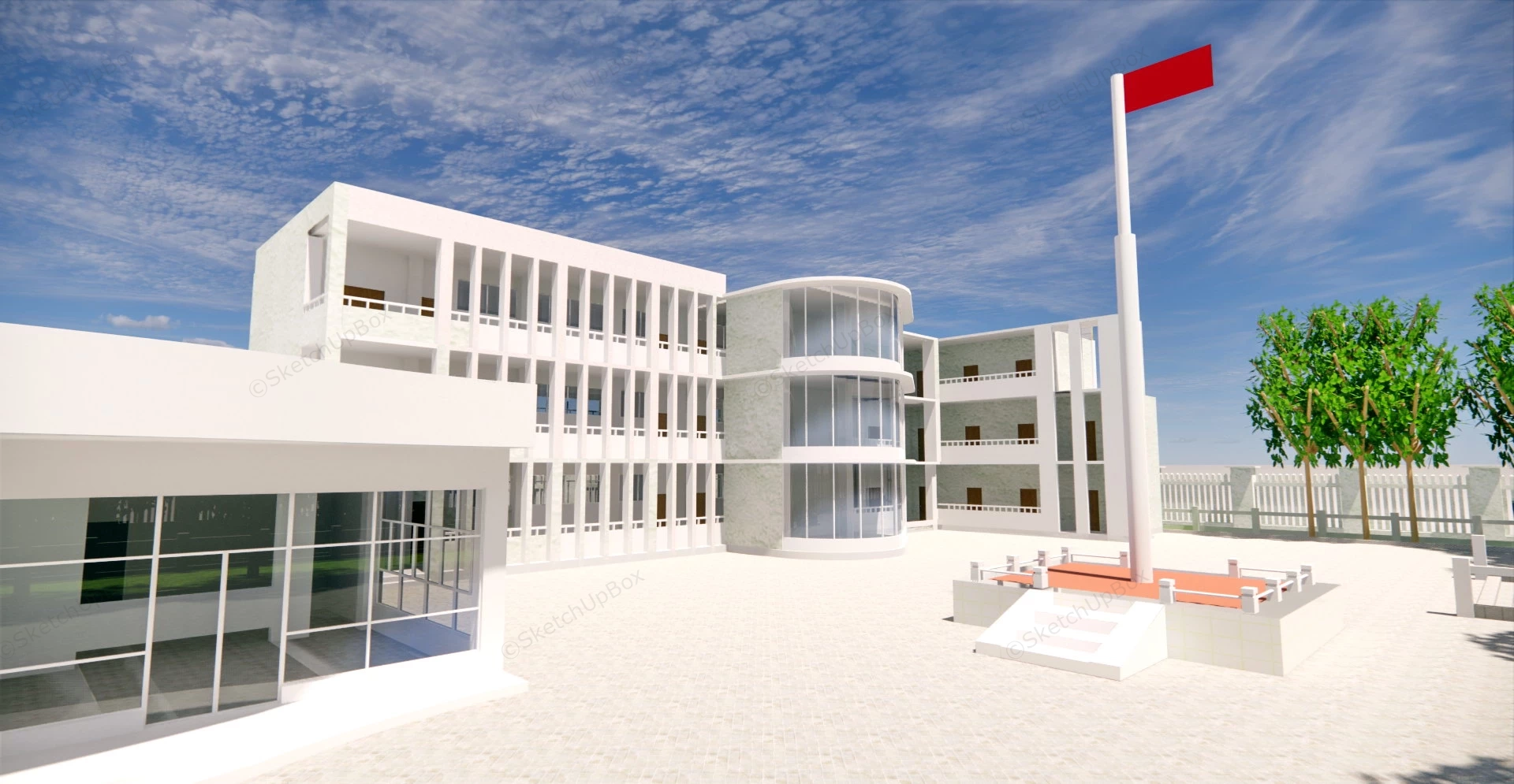 Elementary School Building sketchup model preview - SketchupBox