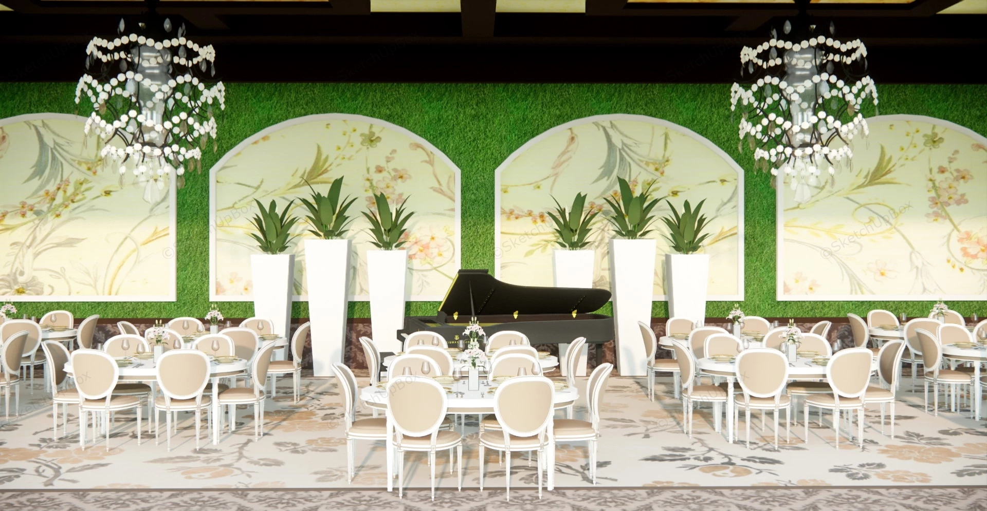 Piano Restaurant sketchup model preview - SketchupBox