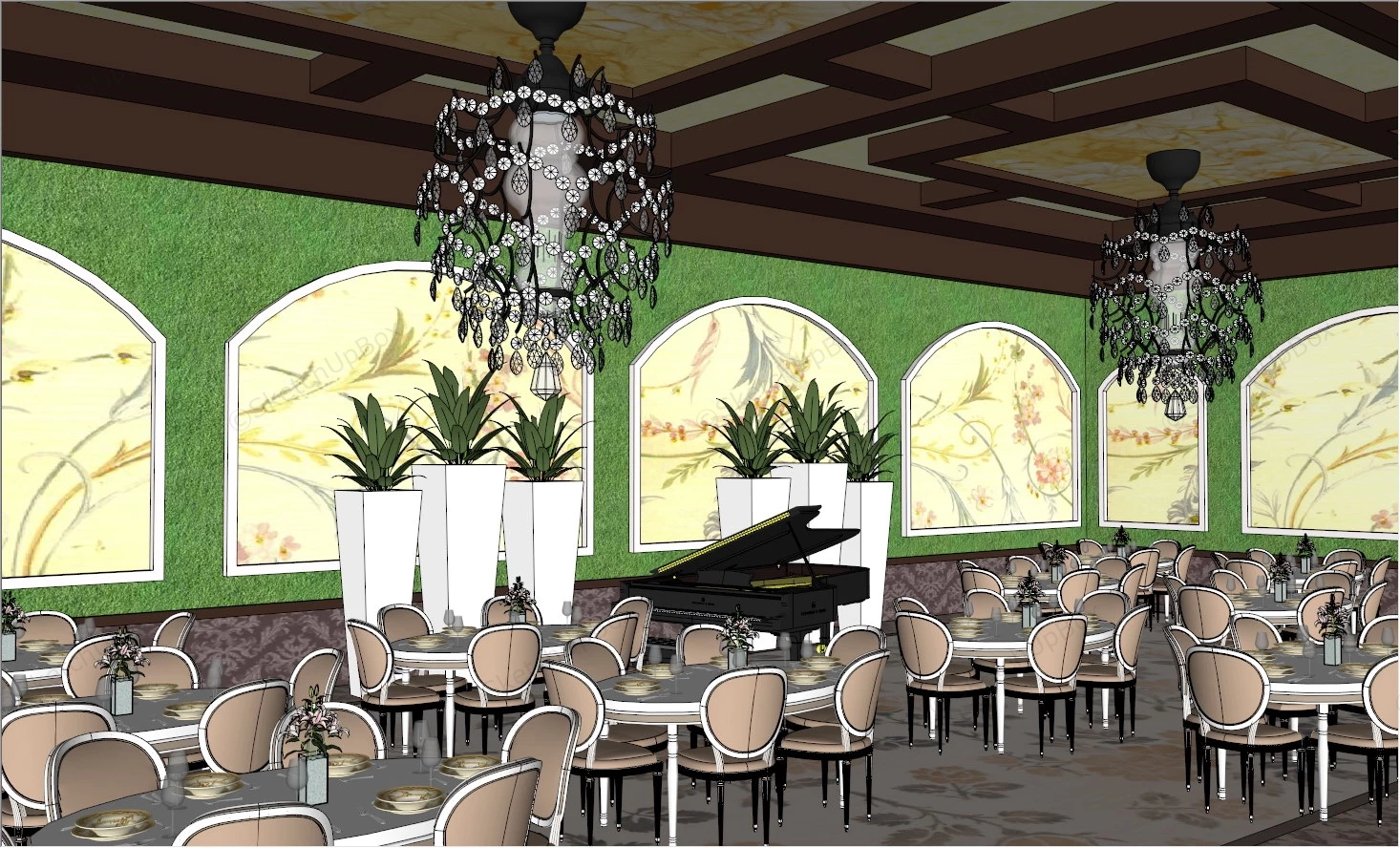 Piano Restaurant sketchup model preview - SketchupBox