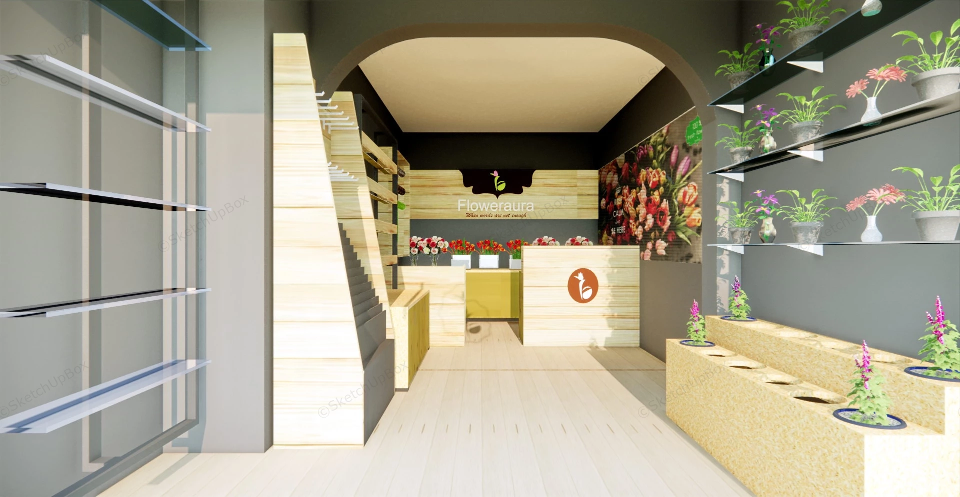 Flower Shop Interior Design sketchup model preview - SketchupBox