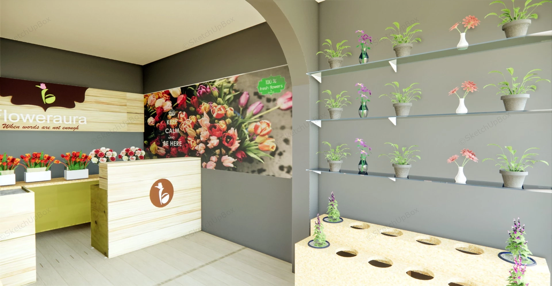 Flower Shop Interior Design sketchup model preview - SketchupBox