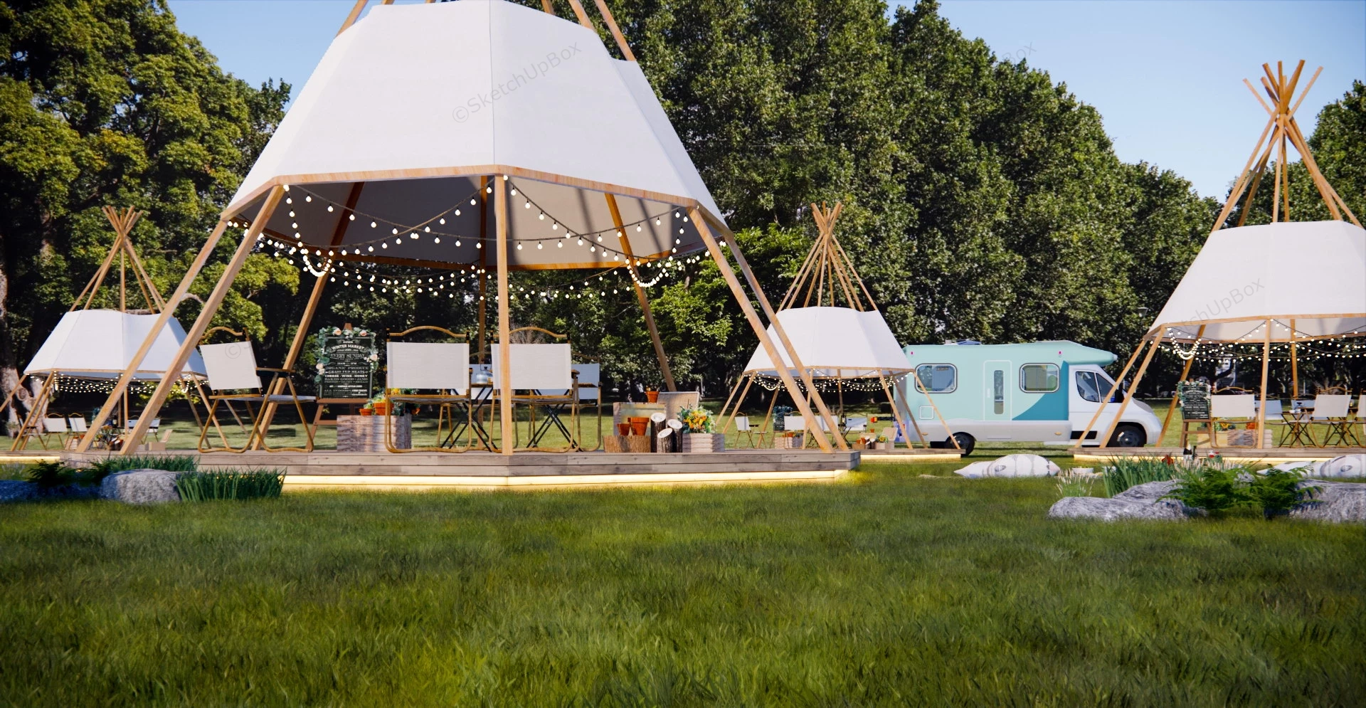 Glamping Site Design sketchup model preview - SketchupBox