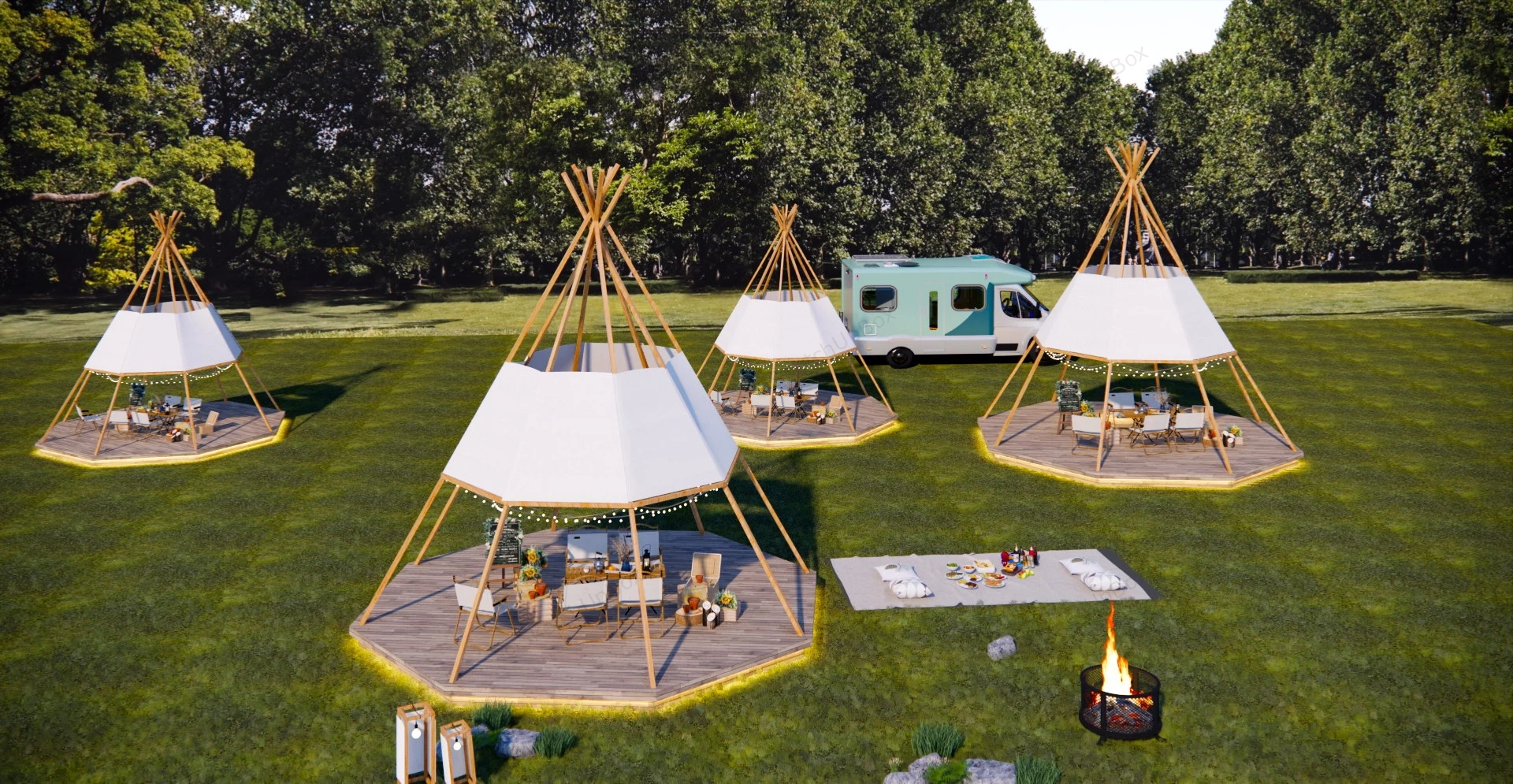 Glamping Site Design sketchup model preview - SketchupBox