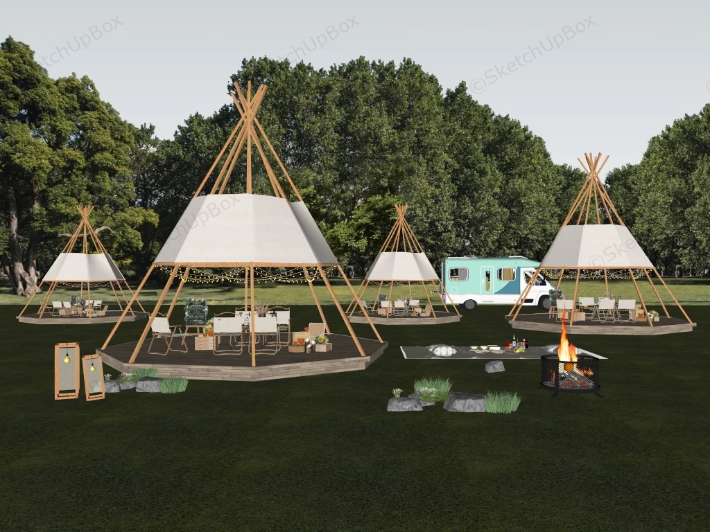 Glamping Site Design sketchup model preview - SketchupBox