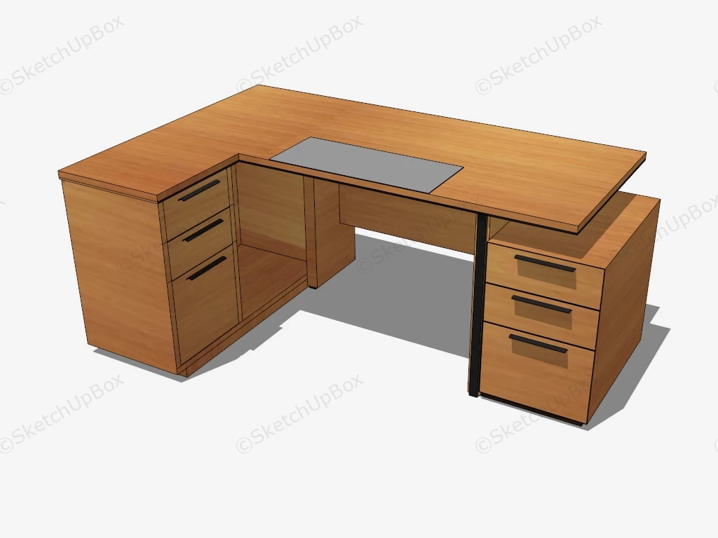 Wooden L Shaped Desk sketchup model preview - SketchupBox