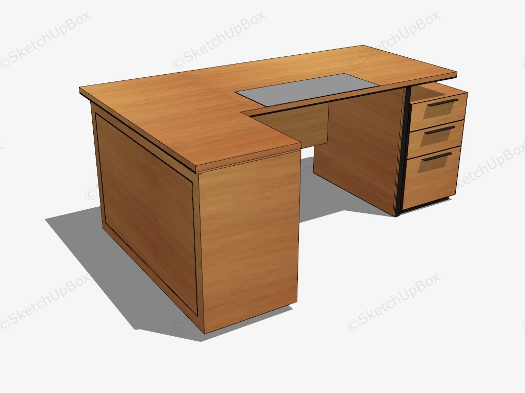 Wooden L Shaped Desk sketchup model preview - SketchupBox