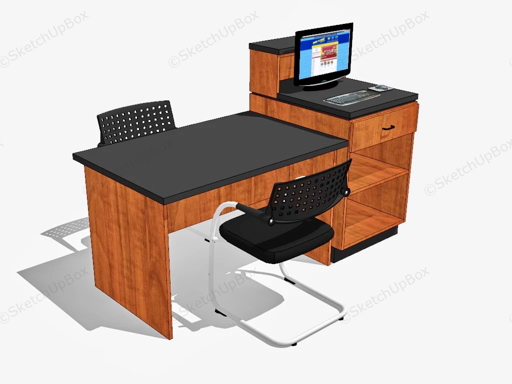 Old Office Desk sketchup model preview - SketchupBox