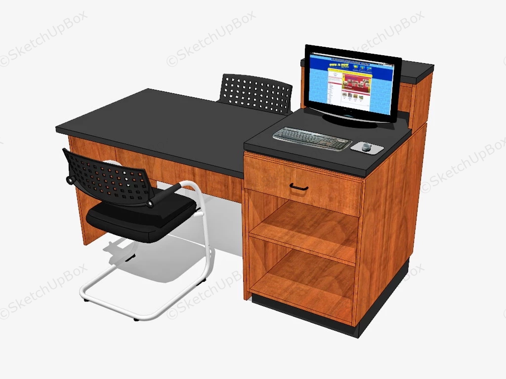 Old Office Desk sketchup model preview - SketchupBox