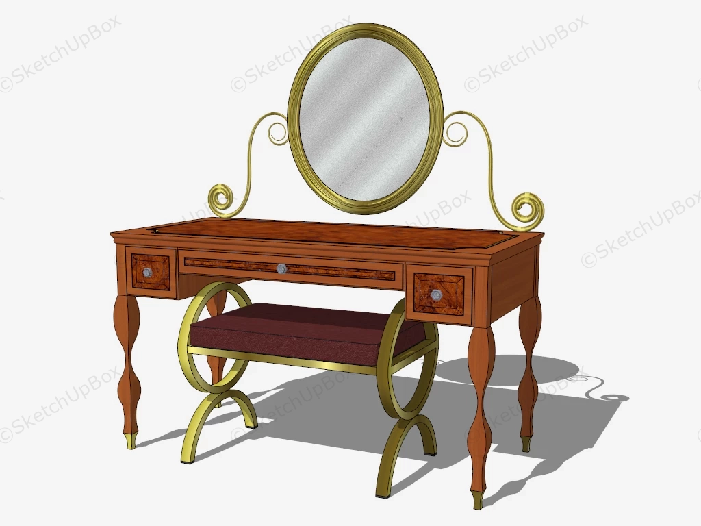 Vintage Makeup Vanity With Mirror sketchup model preview - SketchupBox