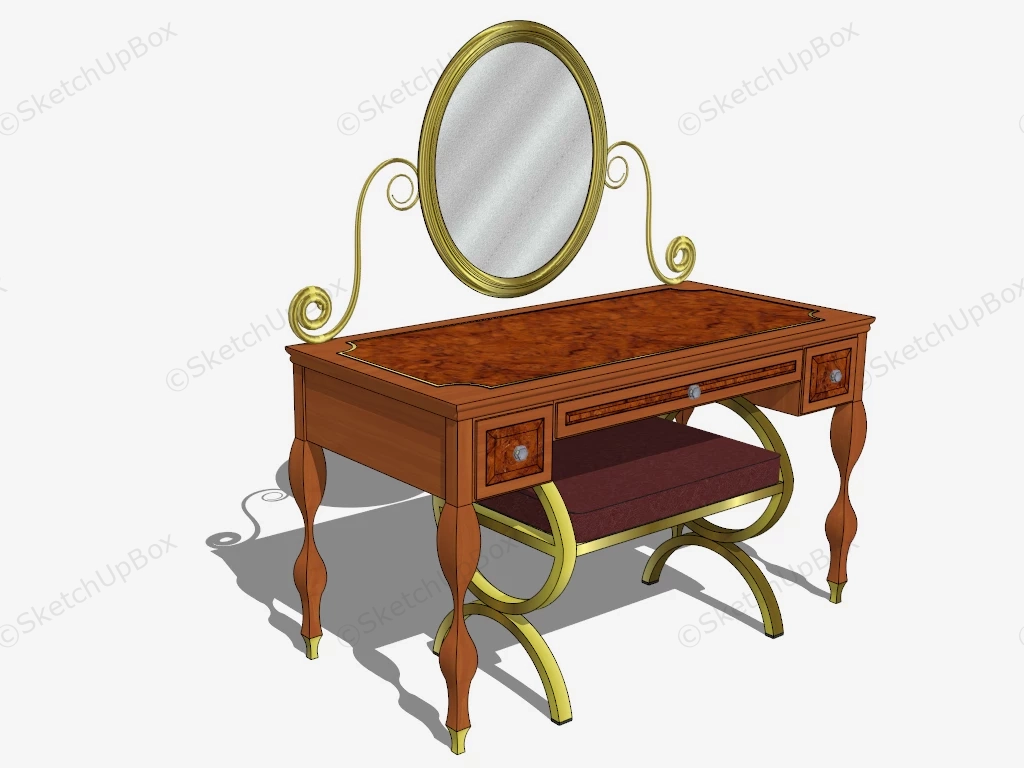 Vintage Makeup Vanity With Mirror sketchup model preview - SketchupBox