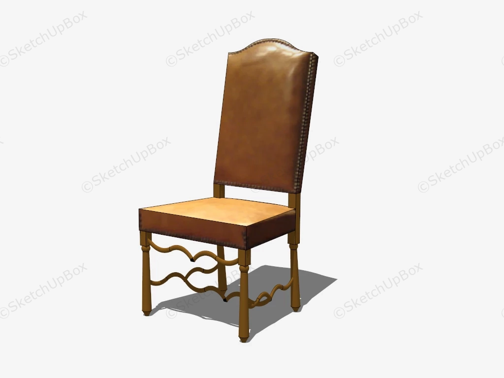 Antique Leather Dining Chair sketchup model preview - SketchupBox