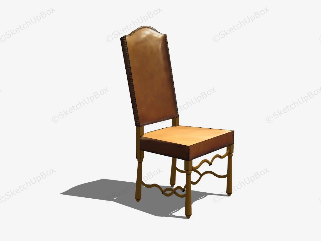 Antique Leather Dining Chair sketchup model preview - SketchupBox