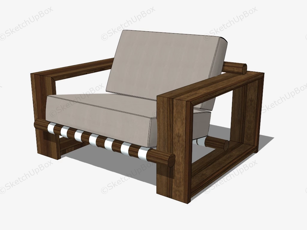 Wooden Frame Armchair sketchup model preview - SketchupBox