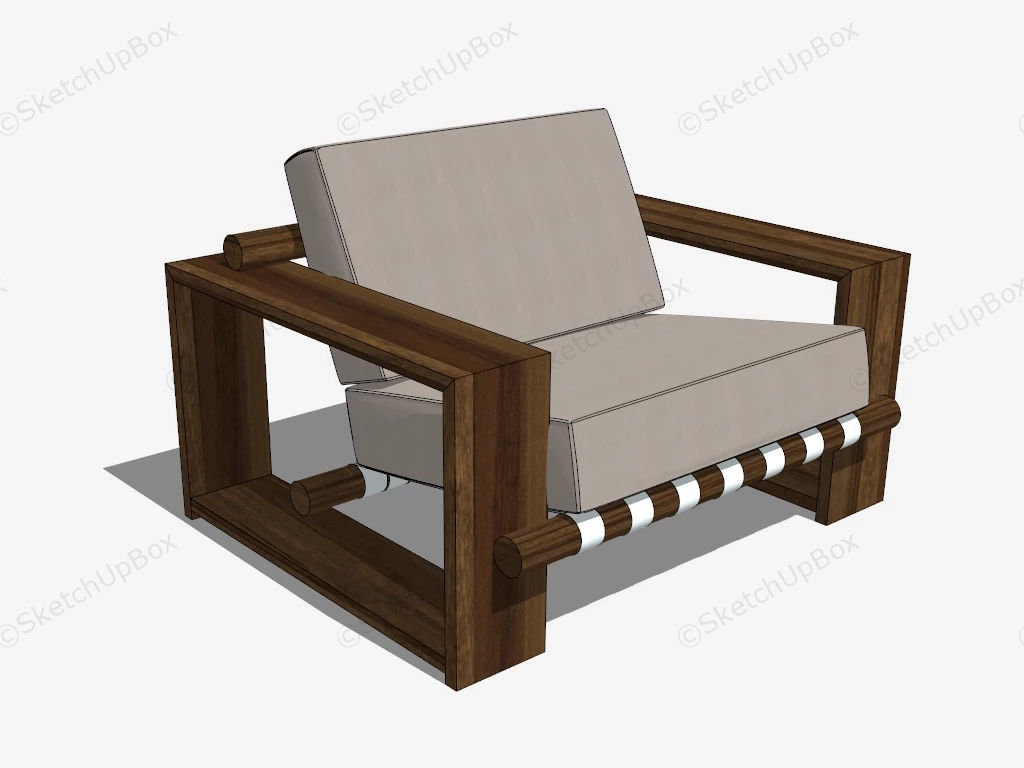 Wooden Frame Armchair sketchup model preview - SketchupBox