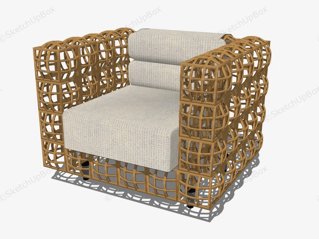 Rattan Armchair sketchup model preview - SketchupBox