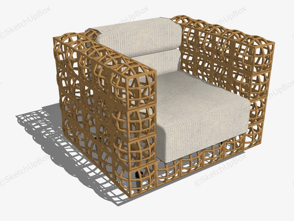 Rattan Armchair sketchup model preview - SketchupBox