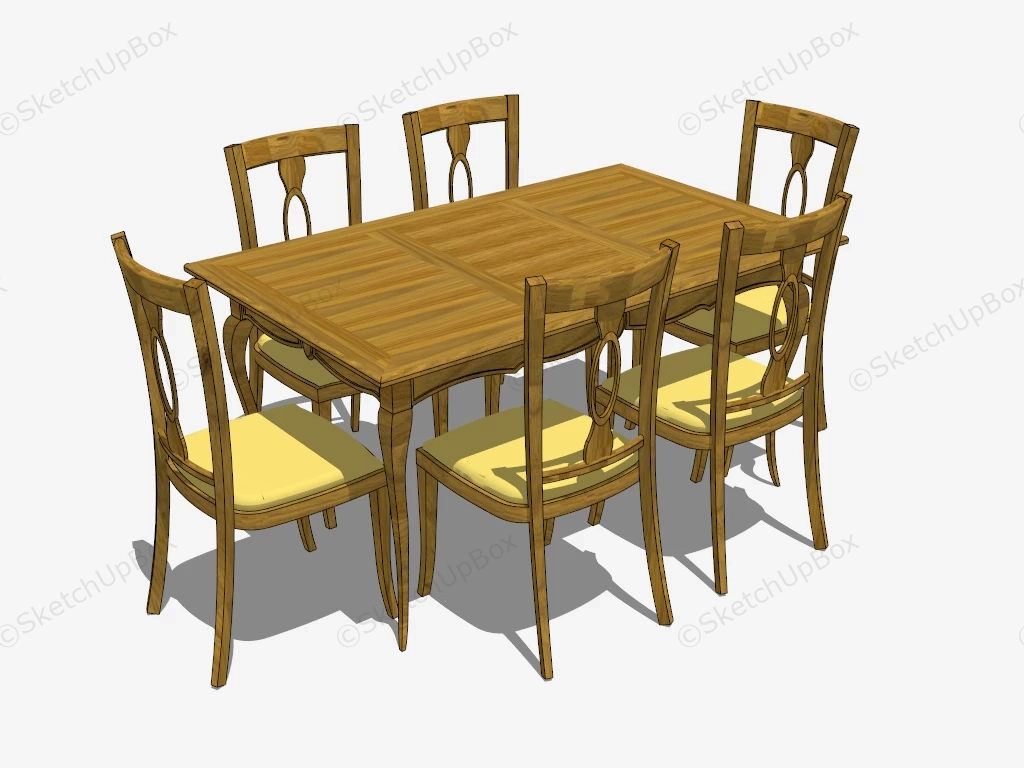 7 Piece Dining Table Set sketchup model preview - SketchupBox