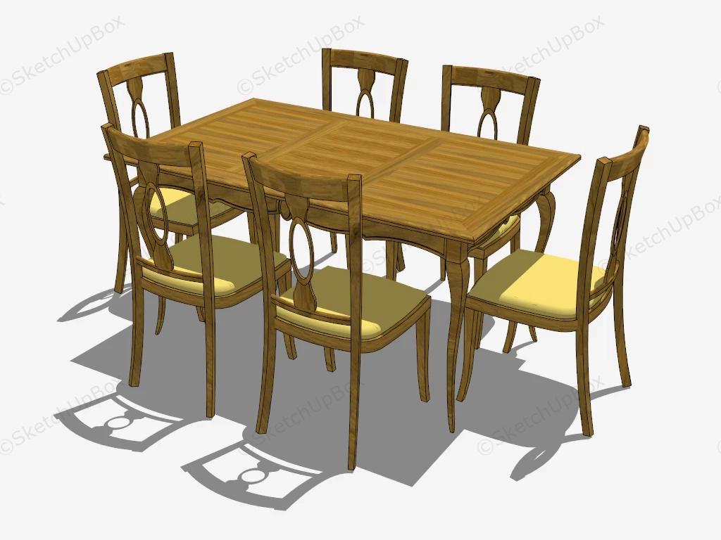 7 Piece Dining Table Set sketchup model preview - SketchupBox