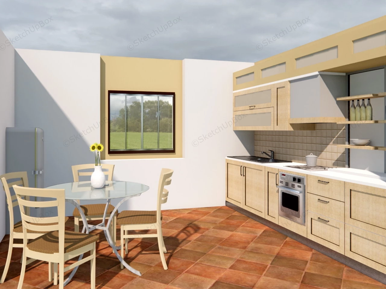 Kitchen And Dining Room Combined sketchup model preview - SketchupBox