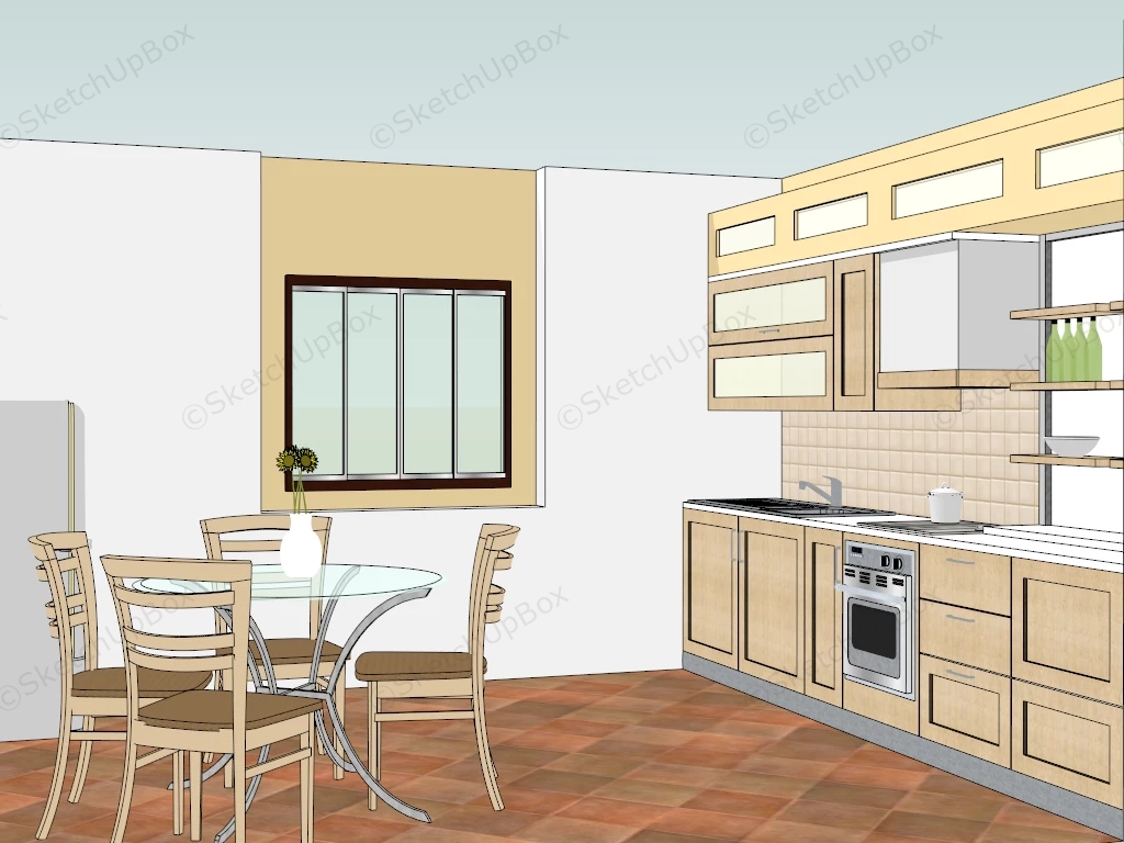 Kitchen And Dining Room Combined sketchup model preview - SketchupBox