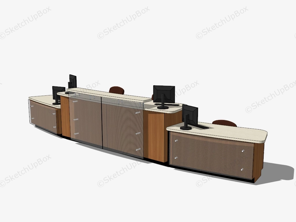 4 Person Reception Desk sketchup model preview - SketchupBox