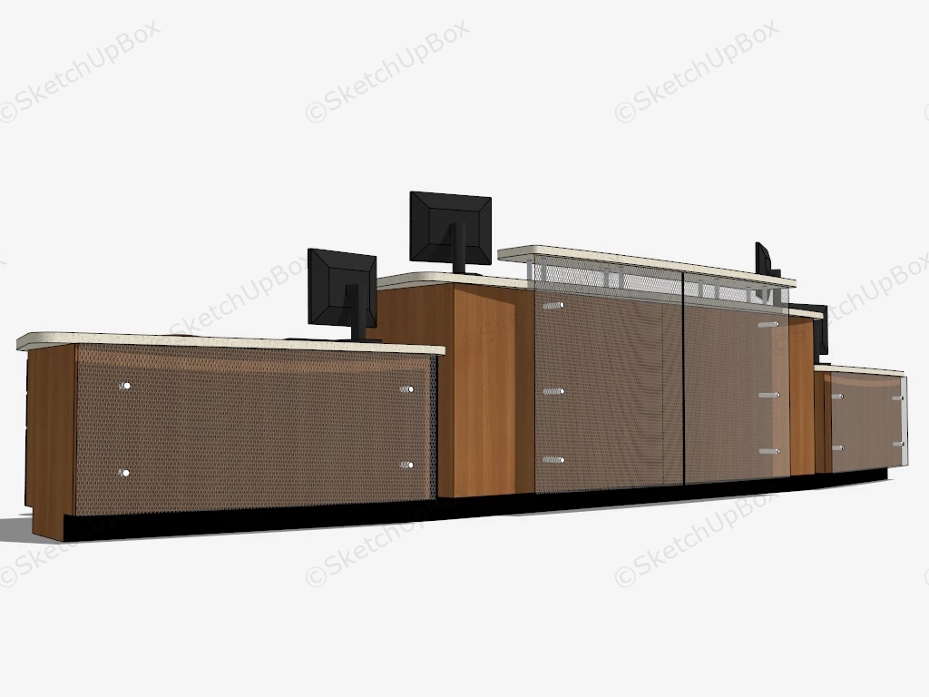 4 Person Reception Desk sketchup model preview - SketchupBox