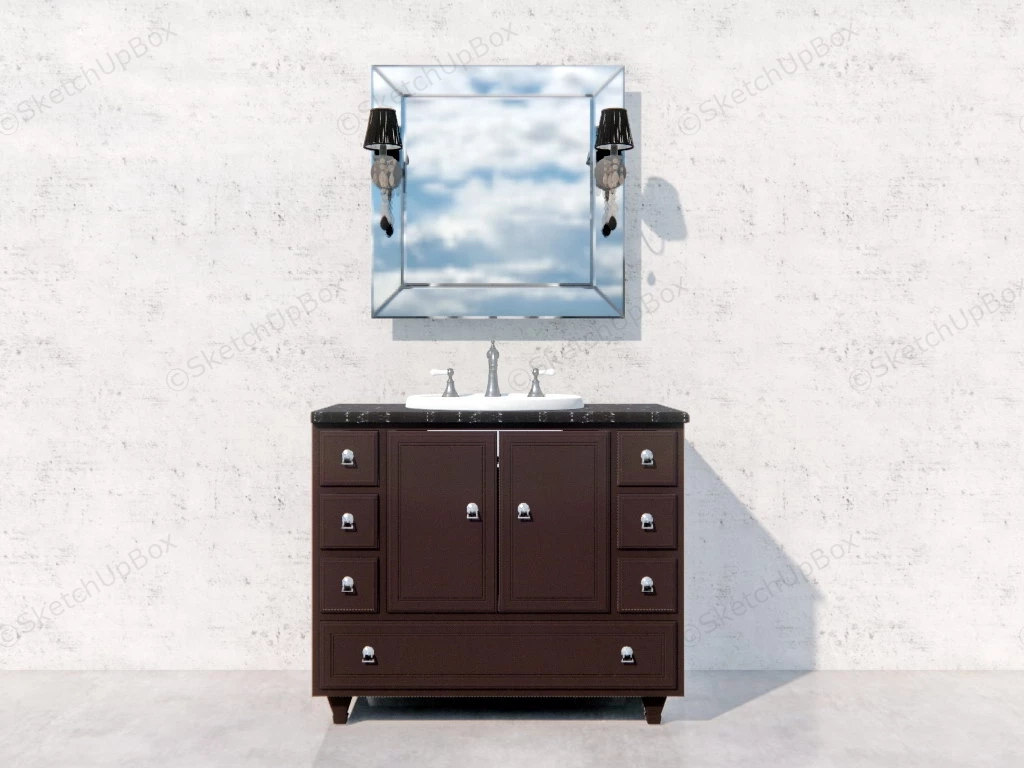 Single Bathroom Vanity With Mirror sketchup model preview - SketchupBox