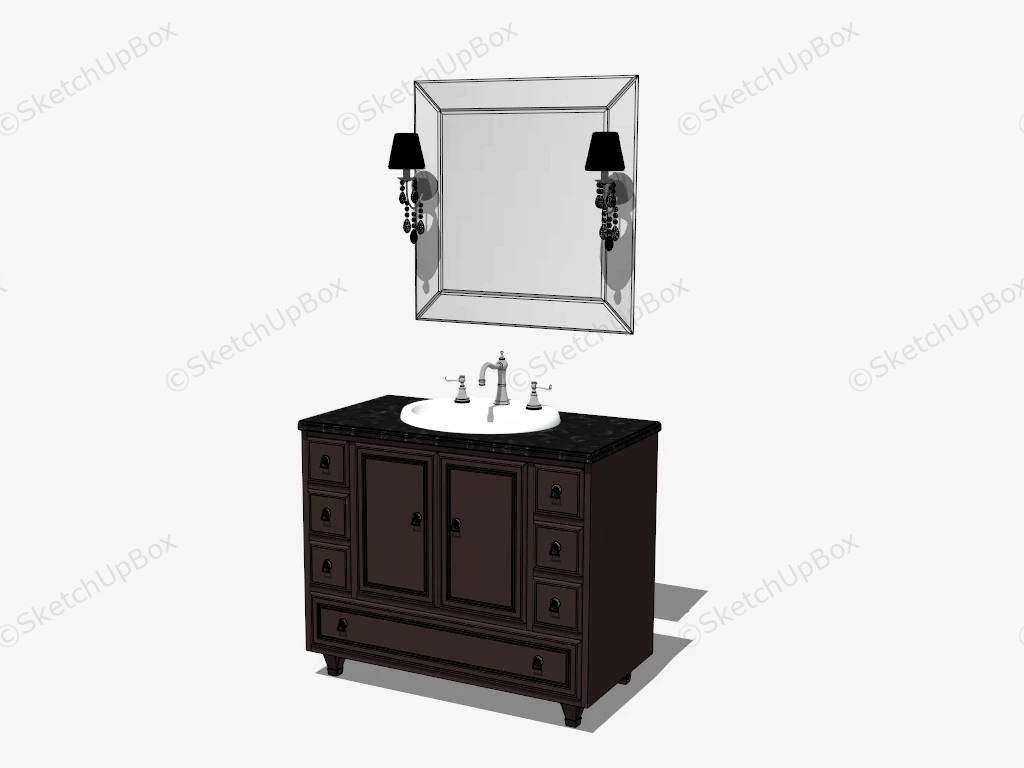 Single Bathroom Vanity With Mirror sketchup model preview - SketchupBox