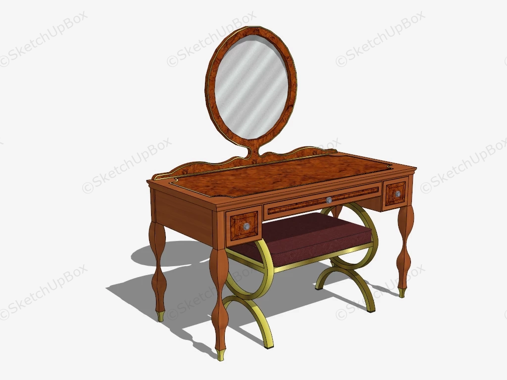 Antique Makeup Vanity With Mirror sketchup model preview - SketchupBox