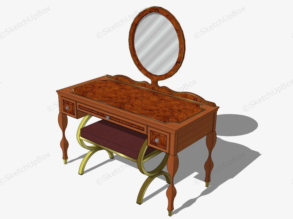 Antique Makeup Vanity With Mirror sketchup model preview - SketchupBox