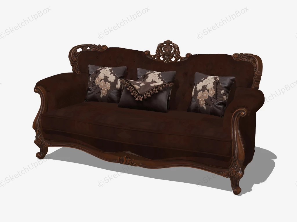 Classic Fabric Sofa sketchup model preview - SketchupBox