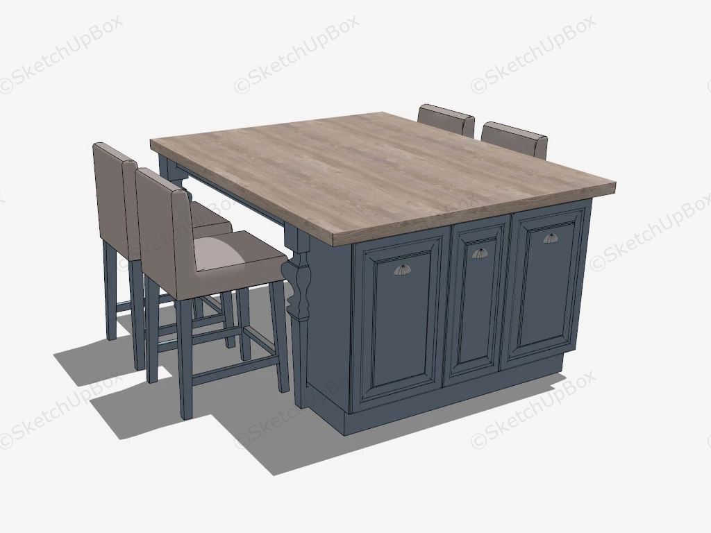 Dining Table Set With Storage sketchup model preview - SketchupBox