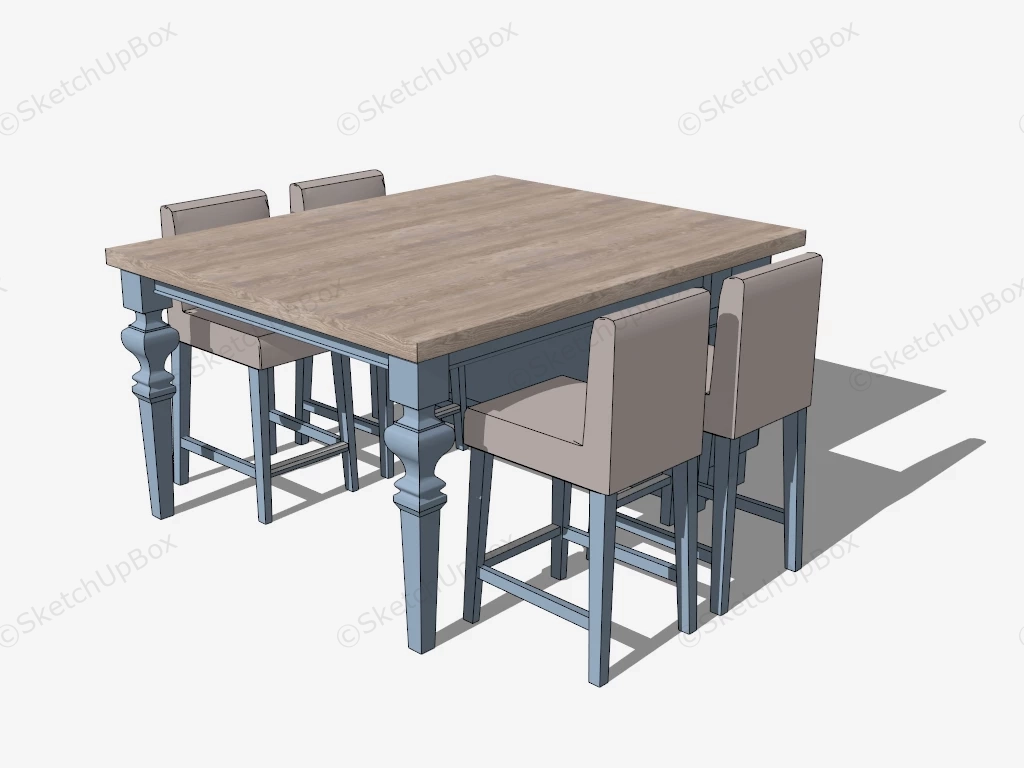 Dining Table Set With Storage sketchup model preview - SketchupBox