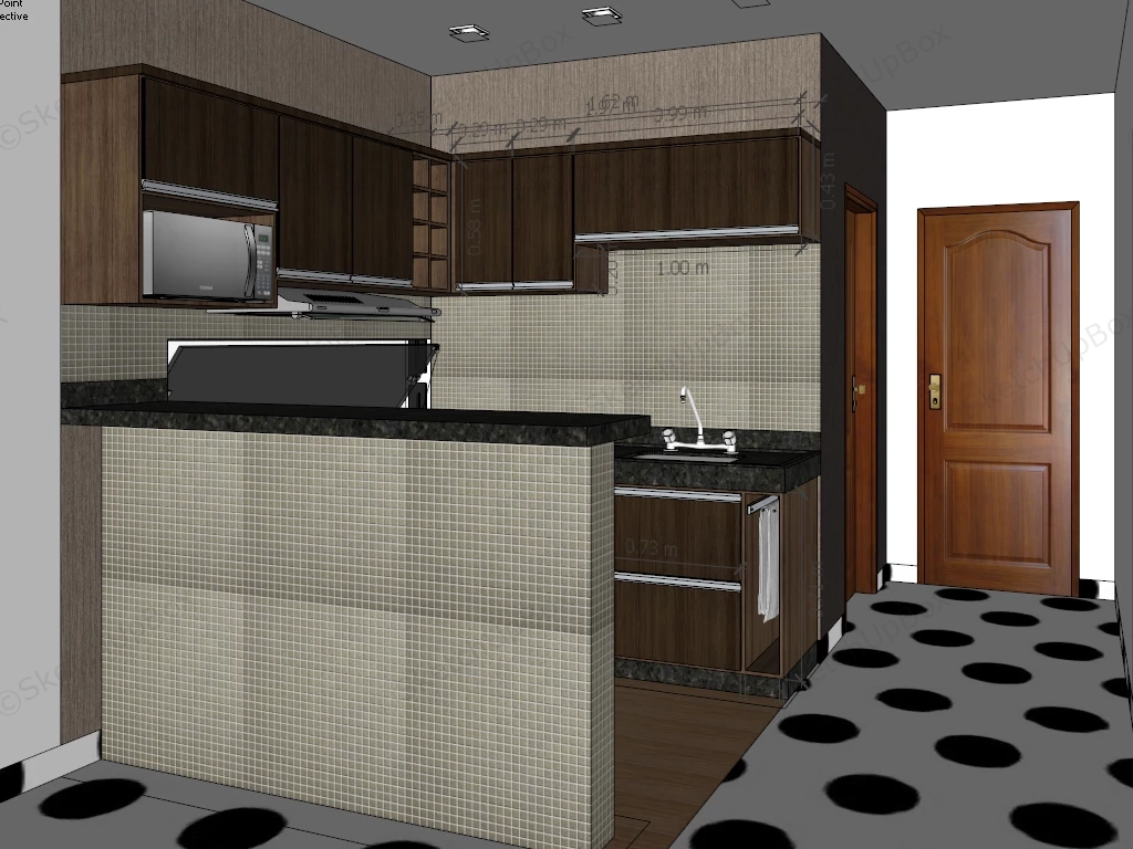 Small Apartment Kitchen Design sketchup model preview - SketchupBox