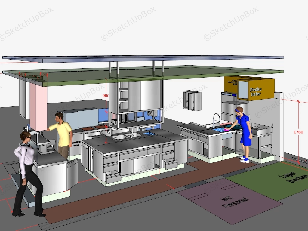 Commercial Kitchen Design sketchup model preview - SketchupBox