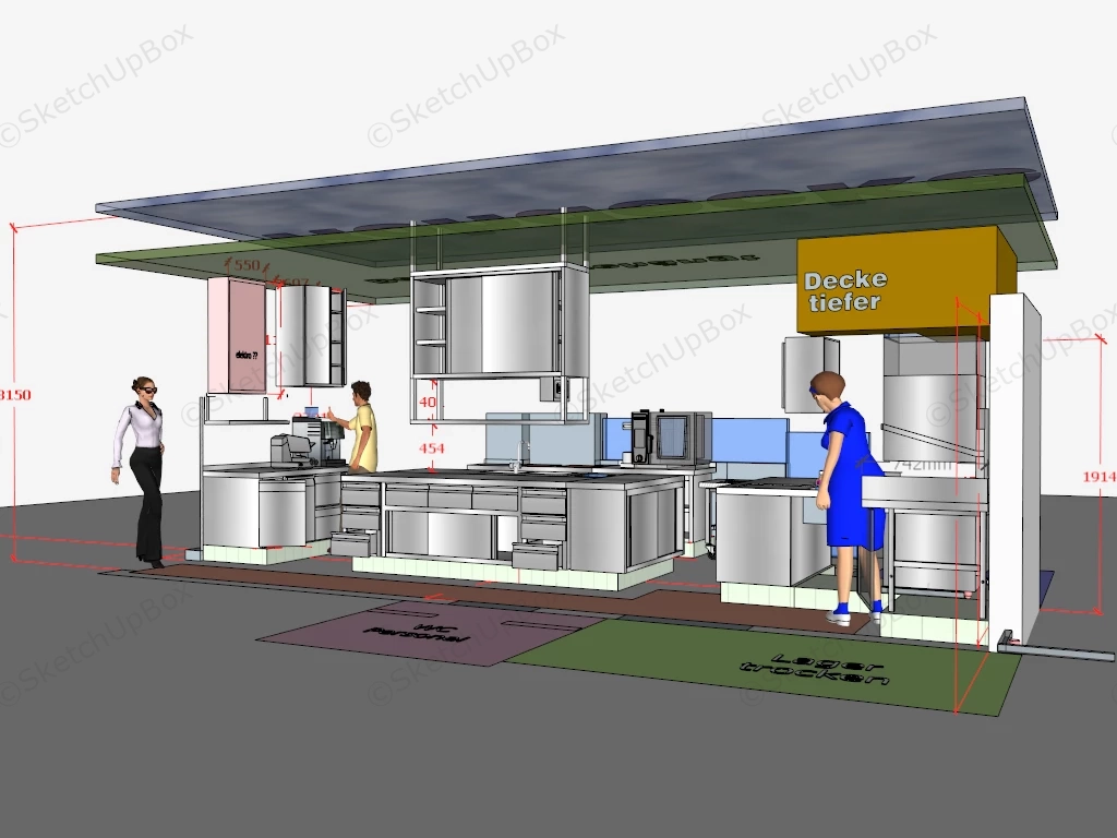 Commercial Kitchen Design sketchup model preview - SketchupBox