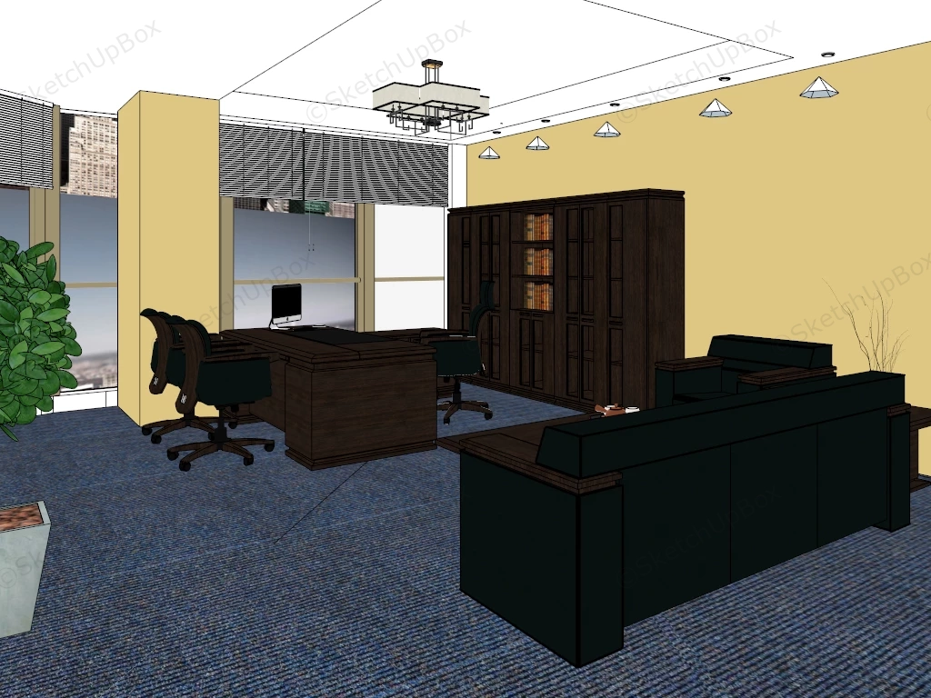 Executive Office Interior Design sketchup model preview - SketchupBox