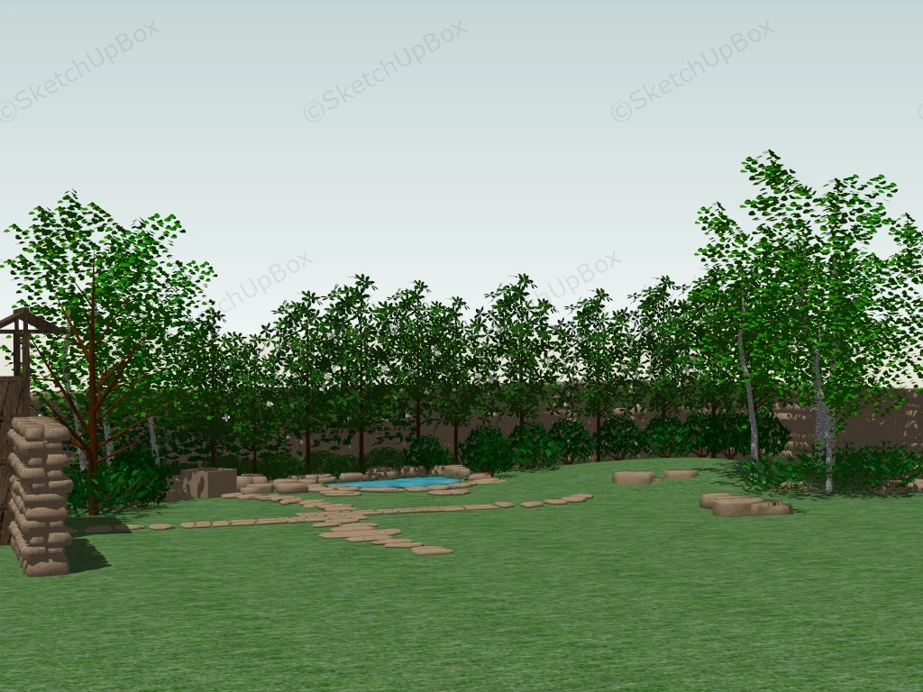 Backyard Landscaping Idea sketchup model preview - SketchupBox