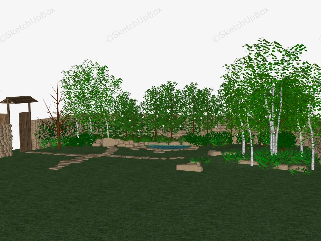 Backyard Landscaping Idea sketchup model preview - SketchupBox