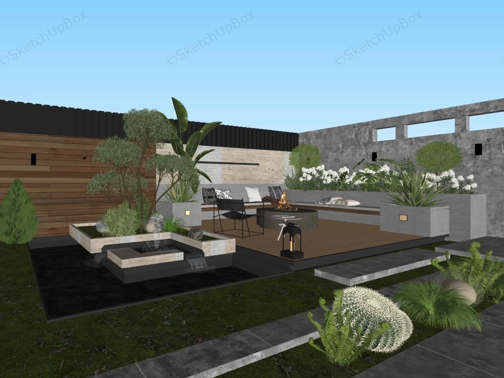 Backyard Patio Design Idea sketchup model preview - SketchupBox