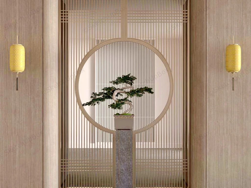 Chinese Style Entryway Divider sketchup model preview - SketchupBox