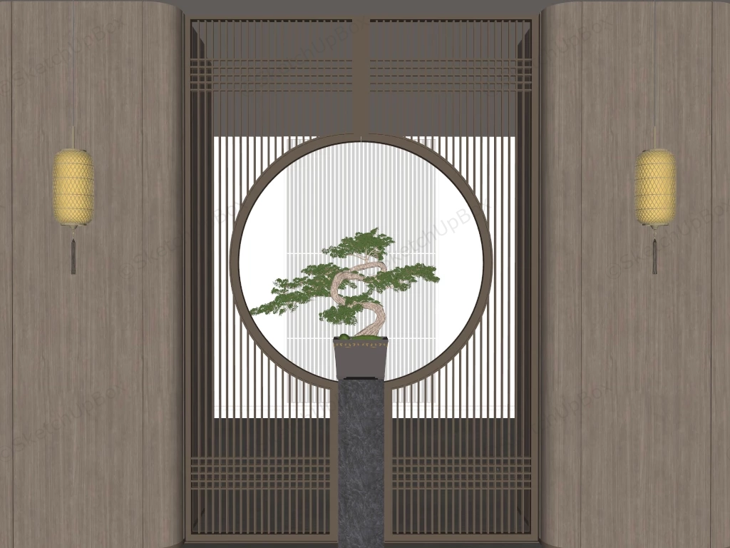 Chinese Style Entryway Divider sketchup model preview - SketchupBox